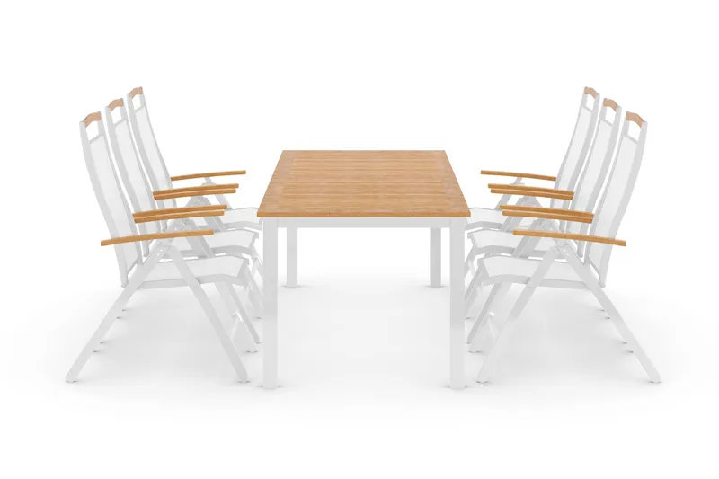 Las Vegas Havesæt 220-280 + 6 Positionsstole Lyx, Hvid/Teak