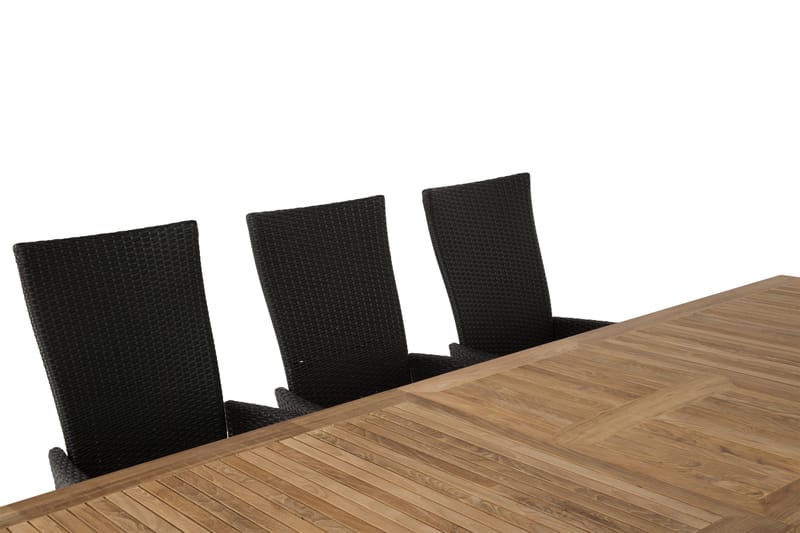 Las Vegas Havesæt 220-280 + 8 Jenny Justerbar Lænestole - Teak/Sort - Havemøbler - Udendørsgruppe - Havesæt