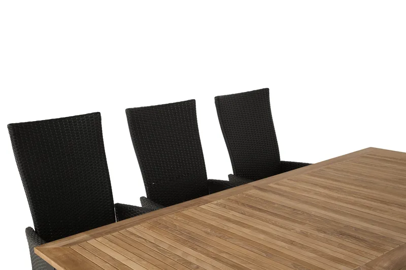 Las Vegas Havesæt 220-280 + 8 Jenny Justerbar Lænestole - Teak/Sort - Havemøbler - Udendørsgruppe - Havesæt