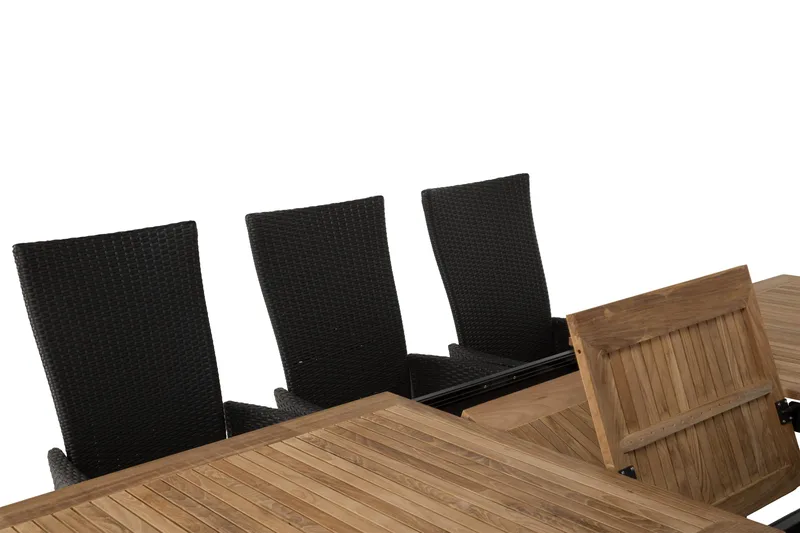 Las Vegas Havesæt 220-280 + 8 Jenny Justerbar Lænestole - Teak/Sort - Havemøbler - Udendørsgruppe - Havesæt