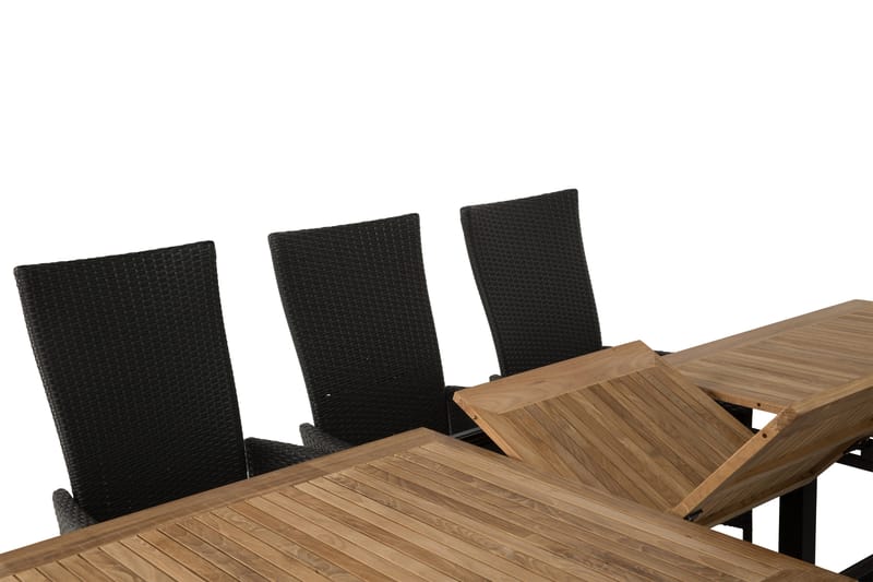 Las Vegas Havesæt 220-280 + 8 Jenny Justerbar Lænestole - Teak/Sort - Havemøbler - Udendørsgruppe - Havesæt