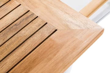 Las Vegas Spisebordssæt 152-210x90 + 6 Armstole - Hvid/Teak - Havemøbler - Udendørsgruppe - Havesæt