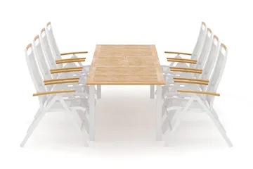 Las Vegas udendørs spisegruppe udtrækkelig 220x280x100 cm med 8 Las Vegas positionsstole - Hvid - Havemøbler - Udendørsgruppe - Havesæt