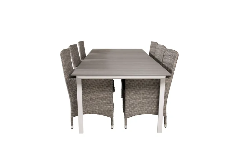 Levels Spisebordssæt 224 cm med 6 st Malin Stole, Grå