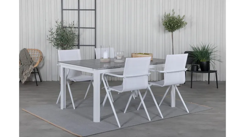 Levels Udvideligt Spisebordssæt 160-240cm + 4 Alina Stole, Hvid