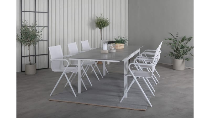 Levels Udvideligt Spisebordssæt 160-240cm + 6 Alina Stole - Sort - Havemøbler - Udendørsgruppe - Havesæt