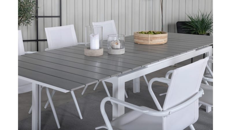 Levels Udvideligt Spisebordssæt 160-240cm + 6 Alina Stole - Sort - Havemøbler - Udendørsgruppe - Havesæt