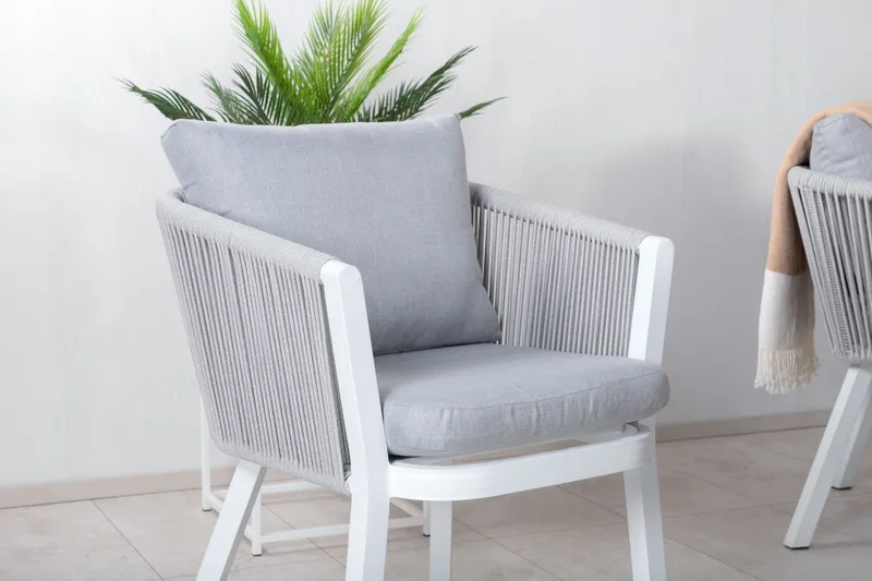 Levels Udvideligt Spisebordssæt 160-240cm + 6 Virya Stole - Grå - Havemøbler - Udendørsgruppe - Havesæt