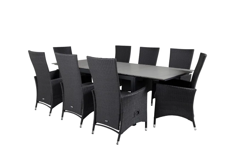 Levels Udvideligt Spisebordssæt 160-240cm + 8 Padova Stole, Natur