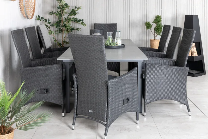 Levels Udvideligt Spisebordssæt 160-240cm + 8 Padova Stole - Natur - Havemøbler - Udendørsgruppe - Havesæt