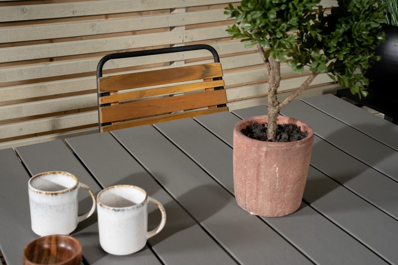 Levels Udvideligt Spisebordssæt 160cm + 4 Bois Stole - Natur/Sort - Havemøbler - Udendørsgruppe - Havesæt