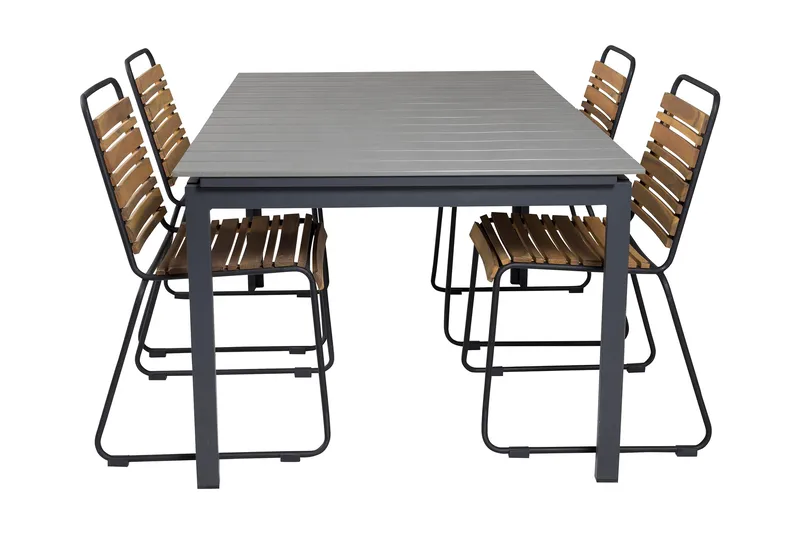 Levels Udvideligt Spisebordssæt 160cm + 4 Bois Stole, Natur/Sort