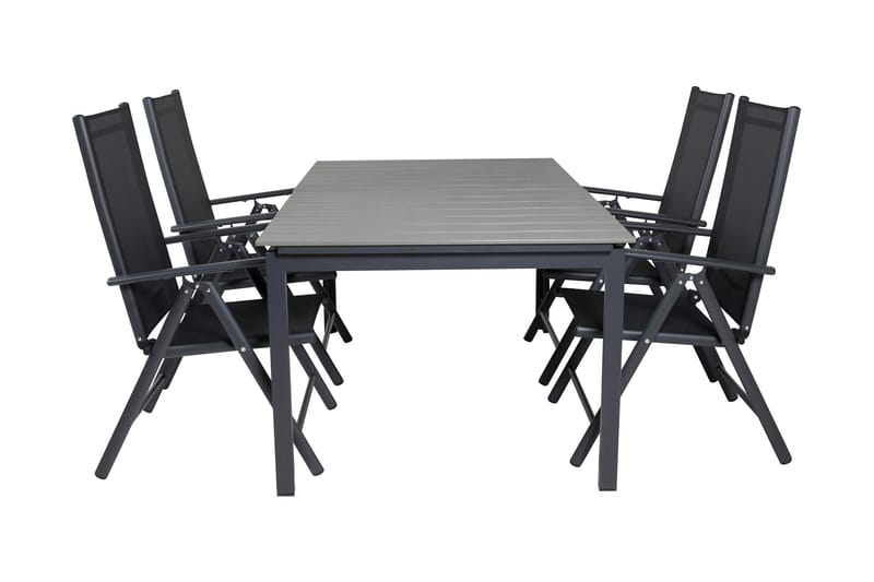 Levels Udvideligt Spisebordssæt 160cm + 4 Break Stole Sort/G - Venture Home - Havesæt