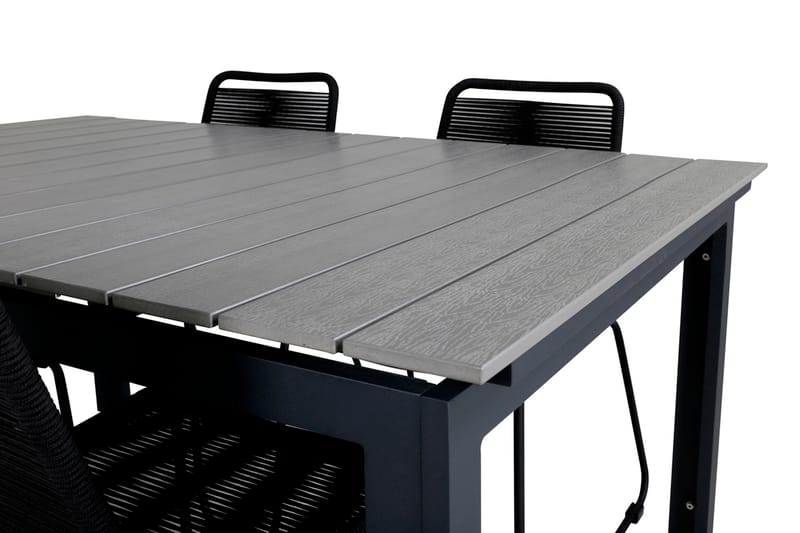 Levels Udvideligt Spisebordssæt 160cm + 4 Lindos Stole - Sort/Gr�å - Havemøbler - Udendørsgruppe - Havesæt