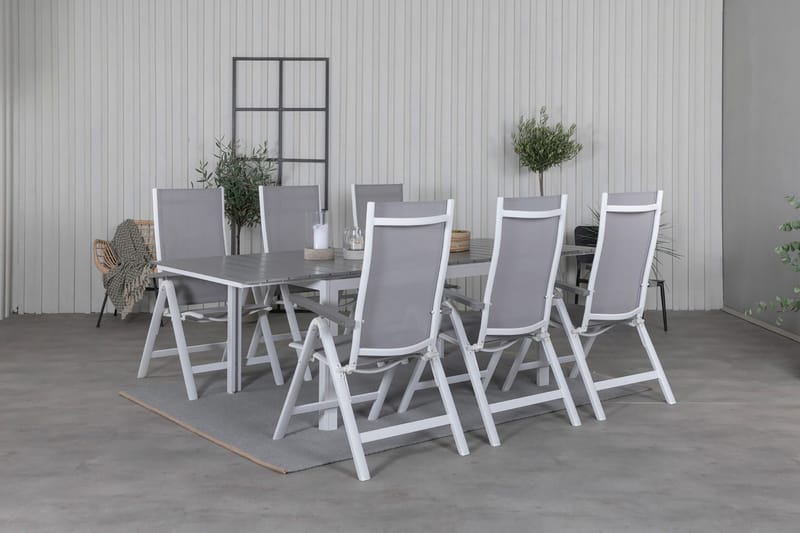 Levels Udvideligt Spisebordssæt 160cm + 6 Albany Stole, Hvid