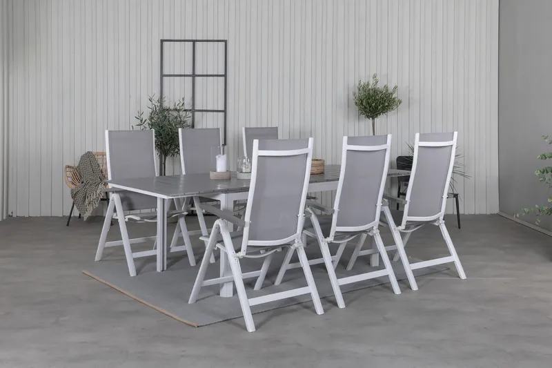 Levels Udvideligt Spisebordssæt 160cm + 6 Albany Stole, Hvid