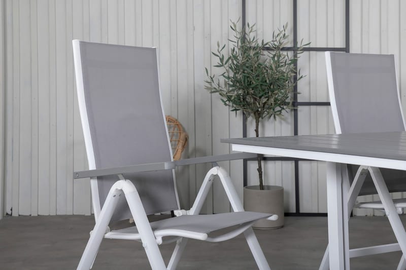 Levels Udvideligt Spisebordssæt 160cm + 6 Albany Stole - Hvid - Havemøbler - Udendørsgruppe - Havesæt