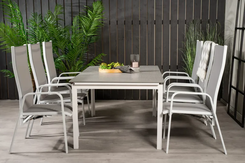 Levels Udvideligt Spisebordssæt 160cm + 6 Copacabana Stole, Hvid