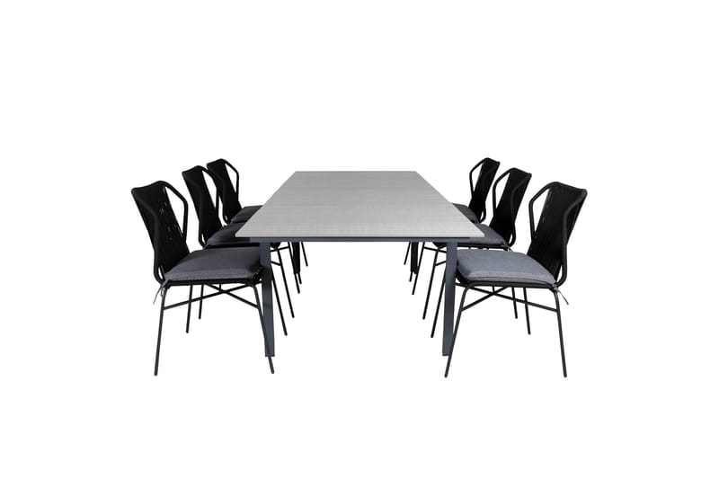 Levels Udvideligt Spisebordssæt 160cm + 6 Julian Stole, Grå/Sort