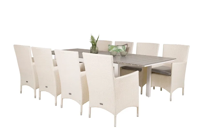 Levels Udvideligt Spisebordssæt 160cm + 8 Malin Stole - Antracit - Havemøbler - Udendørsgruppe - Havesæt