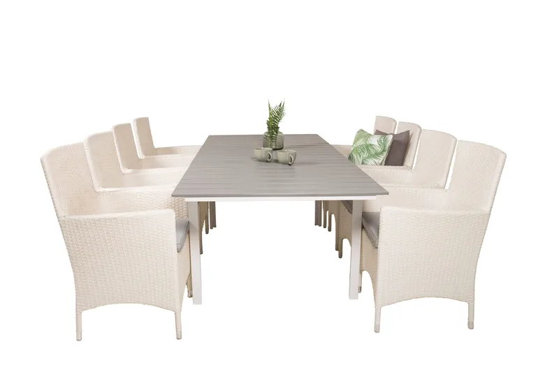 Levels Udvideligt Spisebordssæt 160cm + 8 Malin Stole - Antracit - Havemøbler - Udendørsgruppe - Havesæt