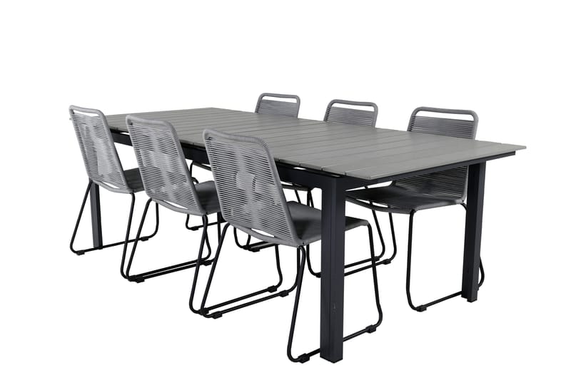 Levels Udvideligt Spisebordssæt 224-324cm + 6 Lindos Stole S - Venture Home - Havemøbler - Udendørsgruppe - Havesæt