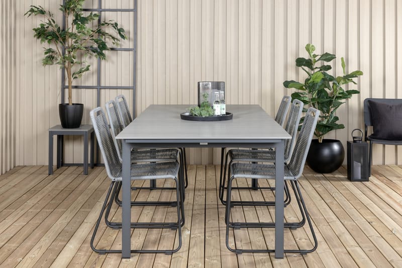 Levels Udvideligt Spisebordssæt 224-324cm + 6 Lindos Stole S - Venture Home - Havemøbler - Udendørsgruppe - Havesæt