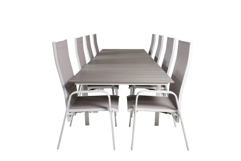 Levels Udvideligt Spisebordssæt 224cm + 8 Copacabana Stole, Hvid