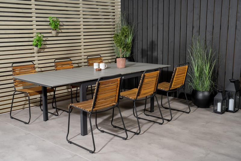 Levels Udvideligt Spisebordssæt 240cm + 6 Bois Stole Brun/So - Venture Home - Havesæt