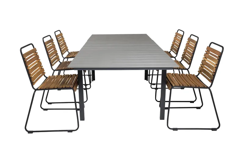 Levels Udvideligt Spisebordssæt 240cm + 6 Bois Stole, Træ/Natur/Sort