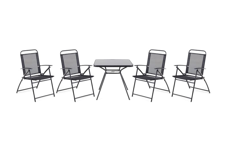 Livo havemøbler med bord + 4 stole - Sort - Havesæt