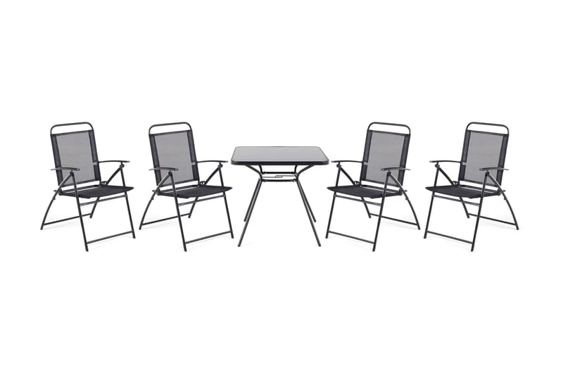 Livo havemøbler med bord + 4 stole, Sort