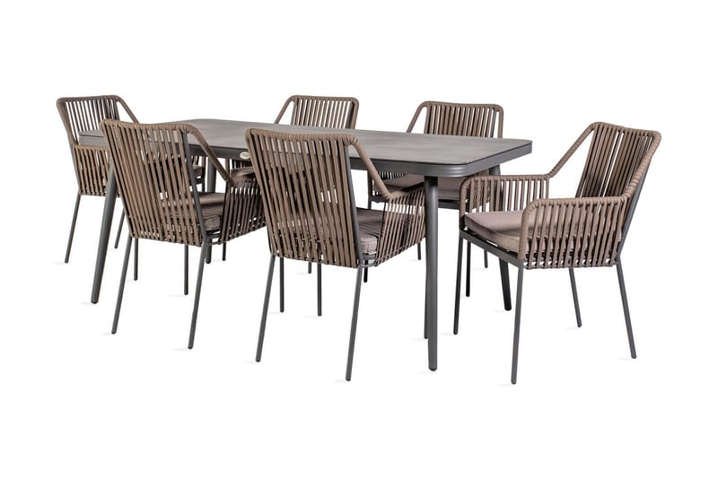 Møbelsæt ANDROS bord og 6 stole 180x90xH75cm - Havesæt