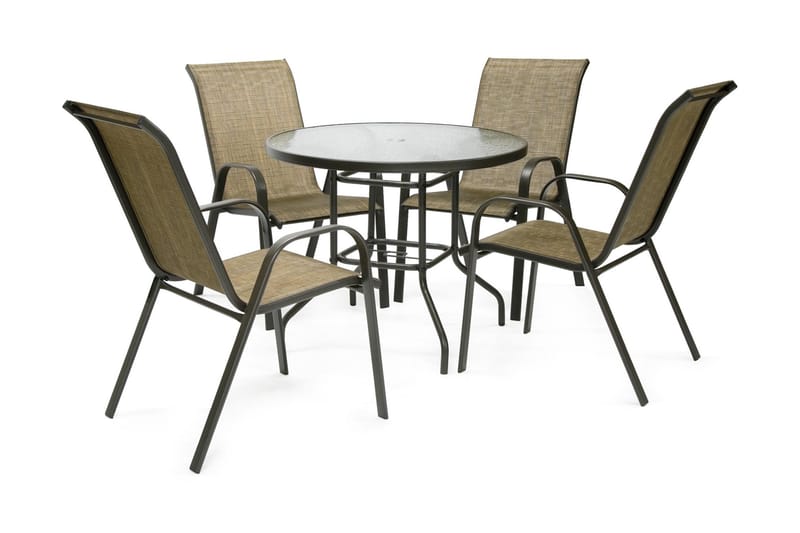 Møbelsæt DUBLIN bord og 4 stole farve: mørkebrun - Havesæt
