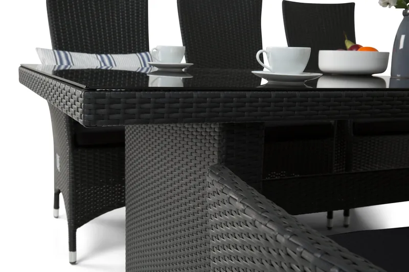 Majestic Havesæt 210 + 6 Jenny Justerbar Lænestole - Sort - Havemøbler - Udendørsgruppe - Havesæt