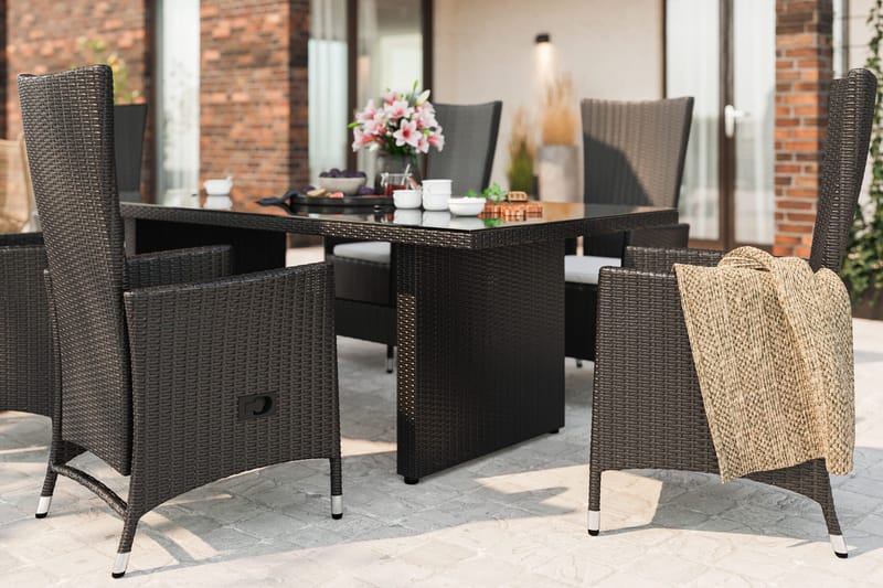 Majestic Havesæt 210 + 6 Jenny Justerbar Lænestole - Sort - Havemøbler - Udendørsgruppe - Havesæt