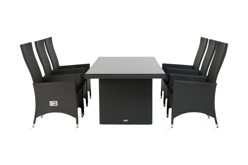 Majestic Havesæt 210 + 6 Jenny Justerbar Lænestole, Sort