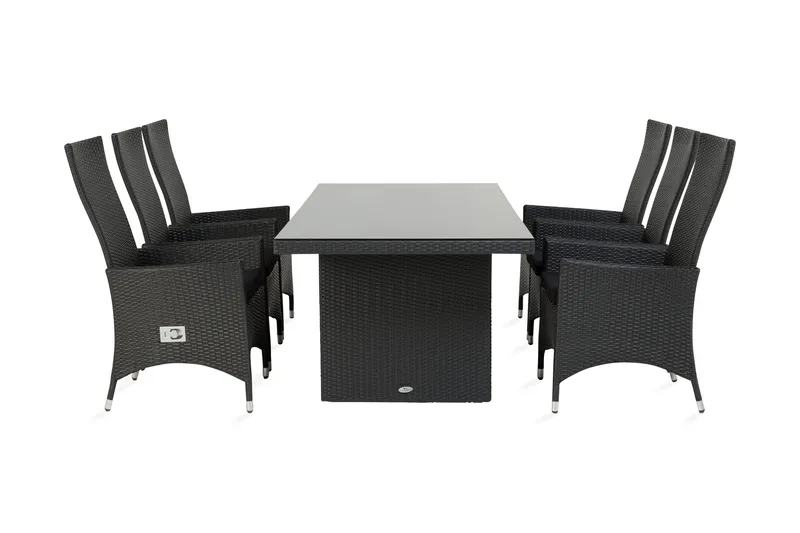 Majestic Havesæt 210 + 6 Jenny Justerbar Lænestole, Sort