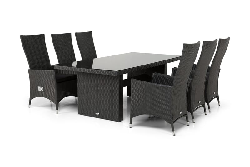 Majestic Havesæt 210 + 6 Jenny Justerbar Lænestole - Sort - Havemøbler - Udendørsgruppe - Havesæt