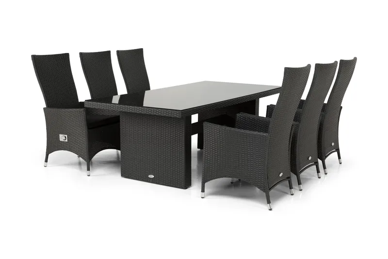 Majestic Havesæt 210 + 6 Jenny Justerbar Lænestole - Sort - Havemøbler - Udendørsgruppe - Havesæt