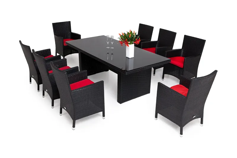 Majestic Havesæt 210 + 6 Thor Lyx Lænestole, Sort/Sort