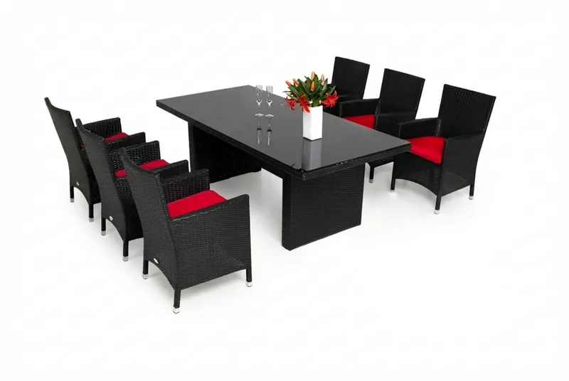 Majestic Havesæt 210 + 6 Thor Lyx Lænestole, Sort/Sort