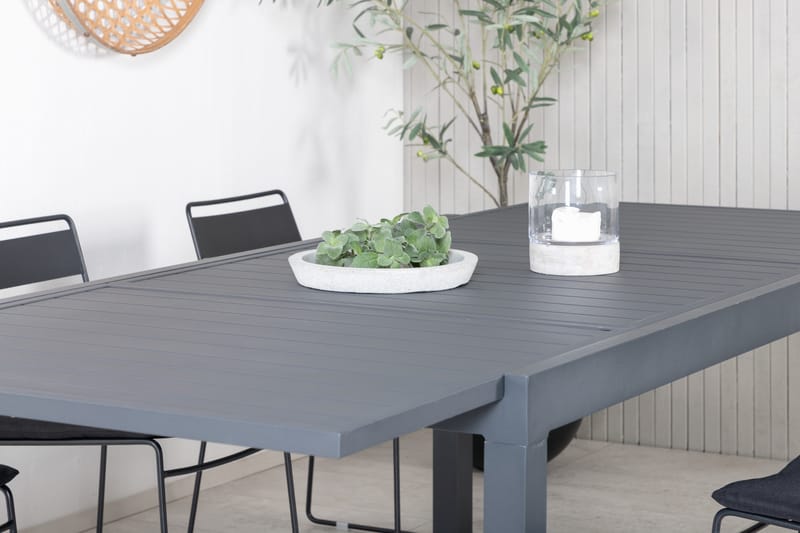 Marbella Udvideligt Spisebordssæt 160cm + 6 Lina Stole Sort - Venture Home - Havesæt