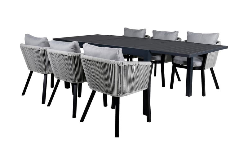 Marbella Udvideligt Spisebordssæt 160cm + 6 Virya Stole Grås - Venture Home - Havesæt