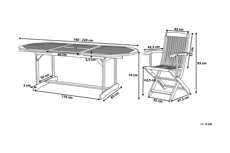 Maui havemøbler med bord + 8 stole - Træ / natur - Havemøbler - Udendørsgruppe - Havesæt