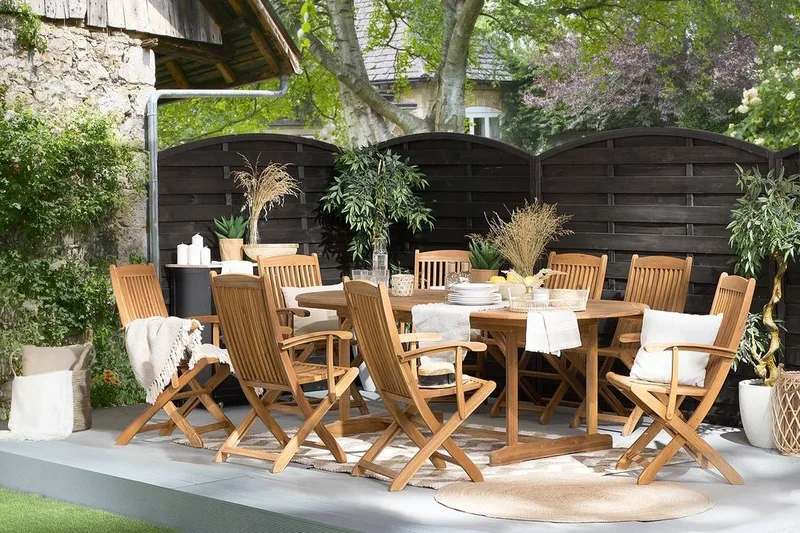 Maui havemøbler med bord + 8 stole, Træ / natur