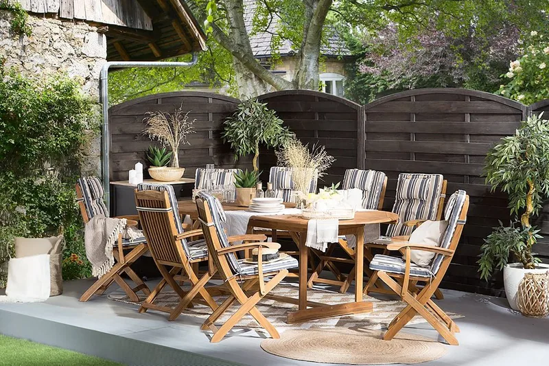 Maui havemøbler med bord + 8 stole, Træ / natur