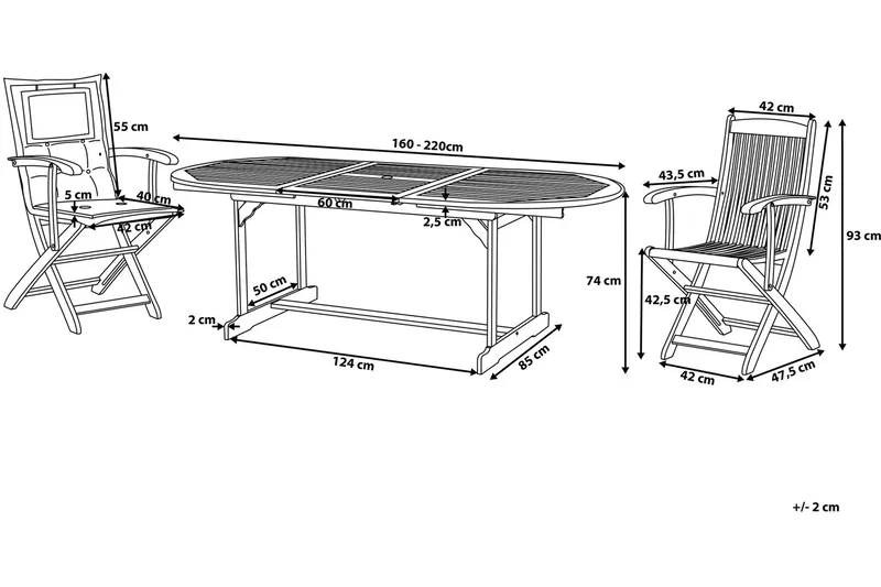 Maui havemøbler med bord + 8 stole - Træ / natur - Havemøbler - Udendørsgruppe - Havesæt