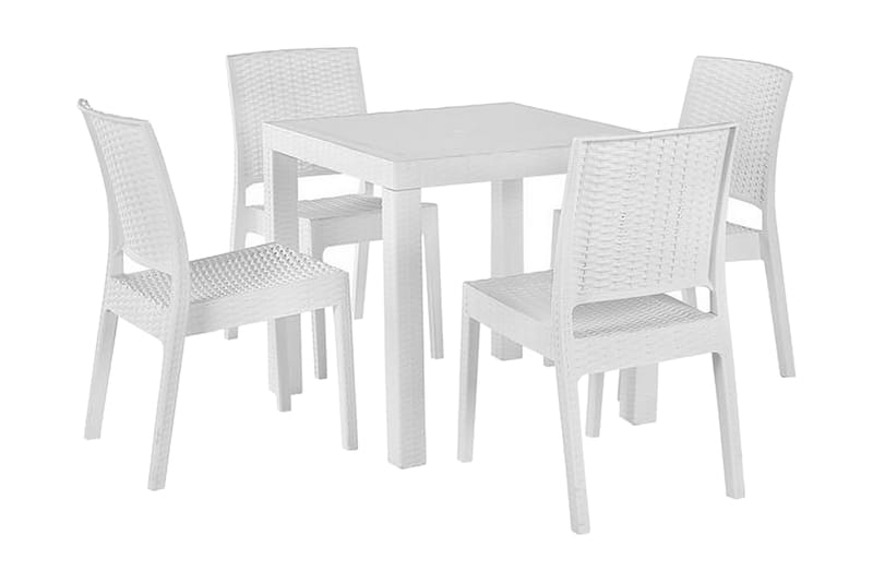 Havesæt med bord og 4 stole FOSSANO - Hvid - Havesæt