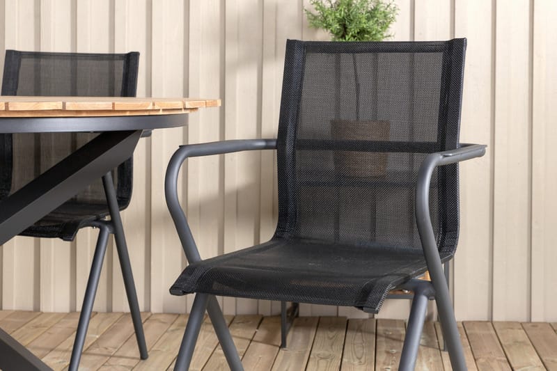 Mexico Spisebordssæt Ø140cm + 4 Alina Stole - Brun/Hvid - Havemøbler - Udendørsgruppe - Havesæt